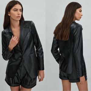 PAIGE Charli Relaxed Faux Leather Single Breasted Blazer